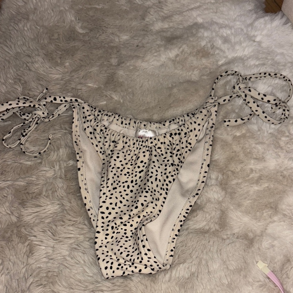 Xhilaration Cream and Black Polka Dot Bikini Bottom